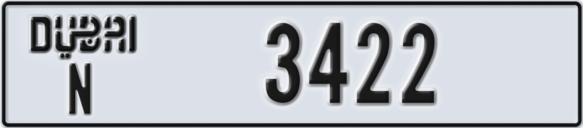 dubai License Plate Number 3422 Code N