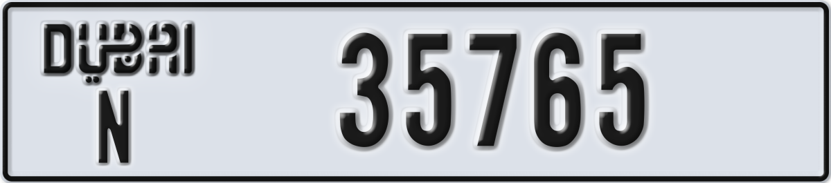 dubai License Plate Number 35765 Code N