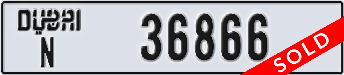 dubai License Plate Number 36866 Code N