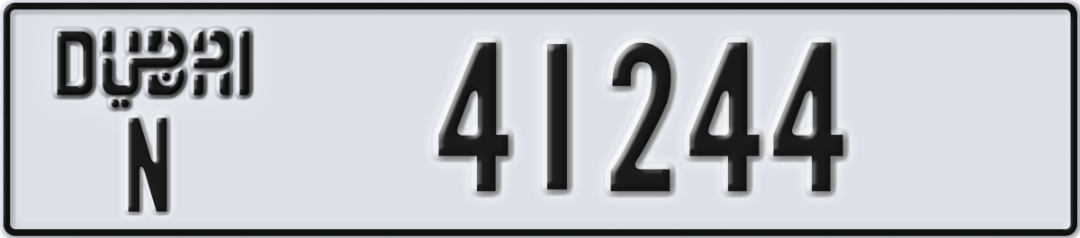 dubai License Plate Number 41244 Code N