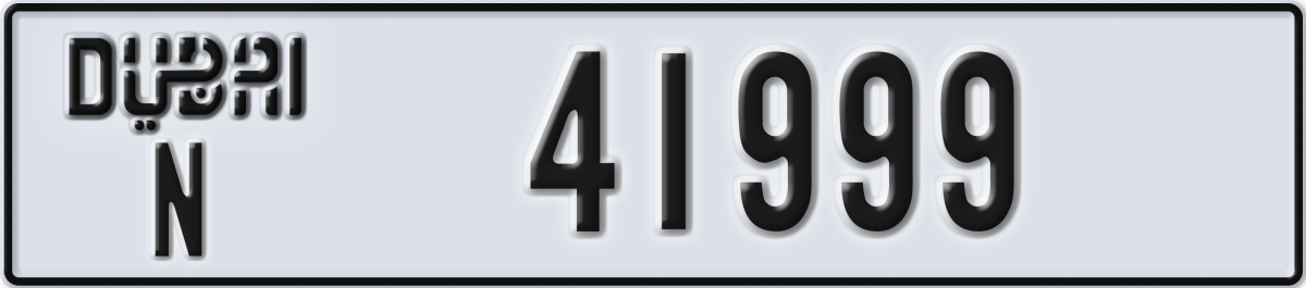 dubai License Plate Number 41999 Code N