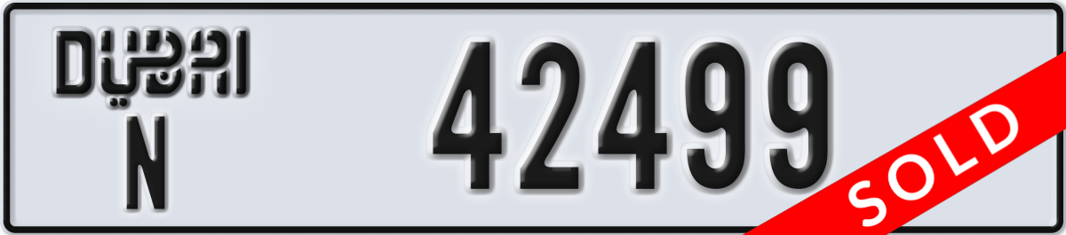 dubai License Plate Number 42499 Code N