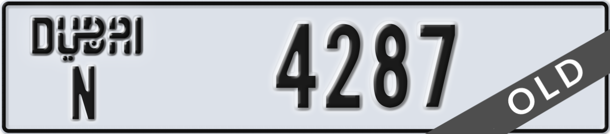 dubai License Plate Number 4287 Code N