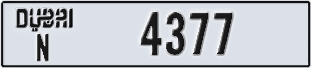 dubai License Plate Number 4377 Code N