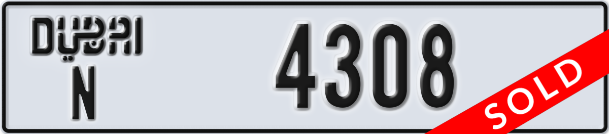 dubai License Plate Number 4308 Code N