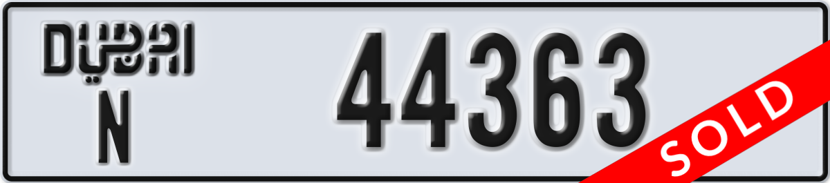 dubai License Plate Number 44363 Code N