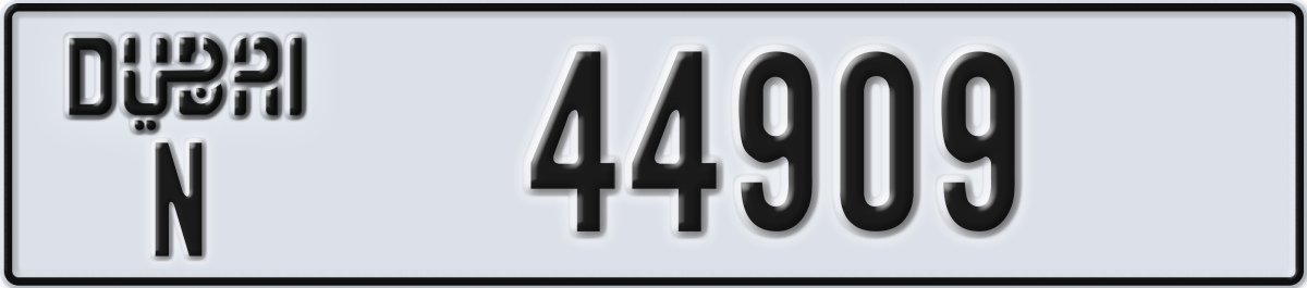 dubai License Plate Number 44909 Code N