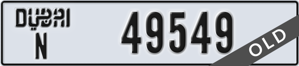dubai License Plate Number 49549 Code N