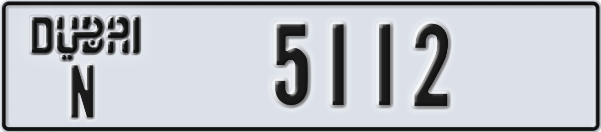 dubai License Plate Number 5112 Code N
