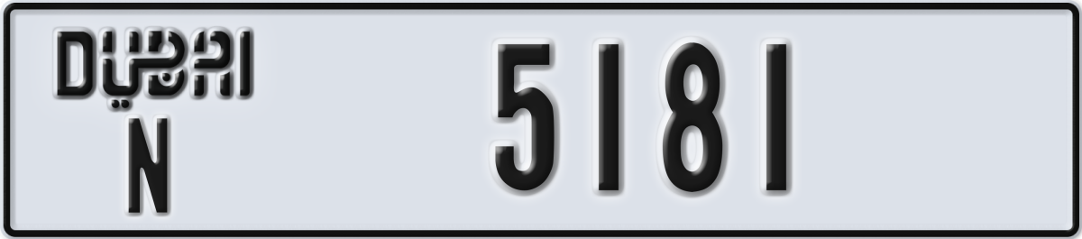 dubai License Plate Number 5181 Code N
