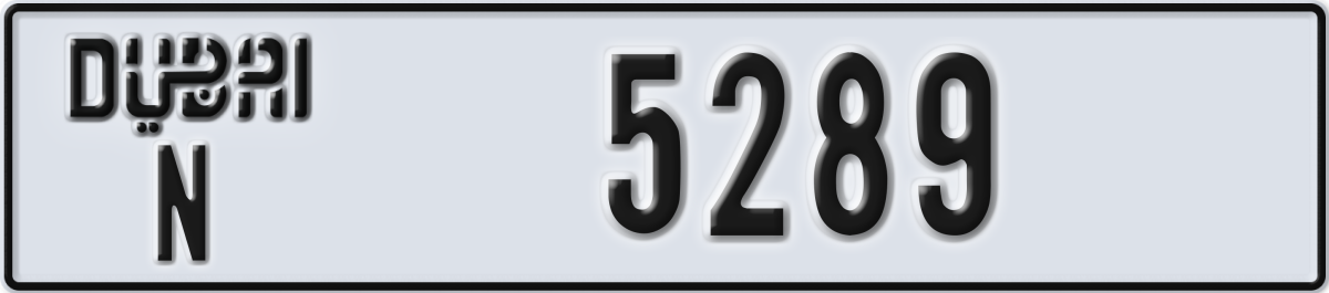 dubai License Plate Number 5289 Code N