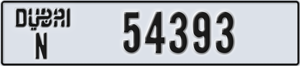dubai License Plate Number 54393 Code N
