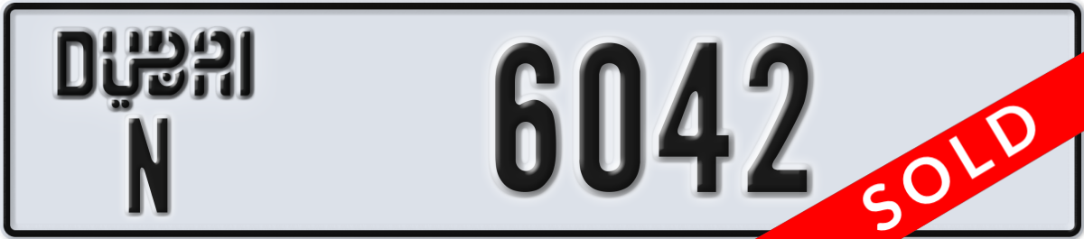 dubai License Plate Number 6042 Code N
