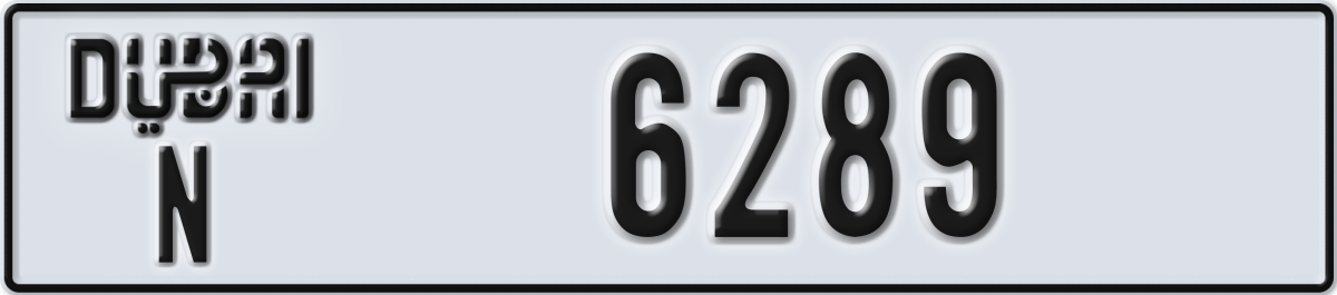 dubai License Plate Number 6289 Code N