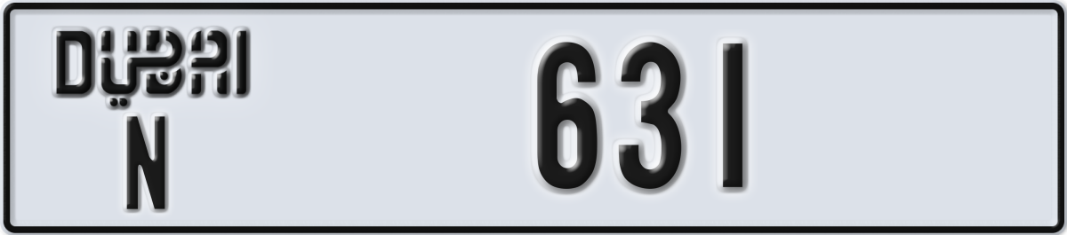 dubai License Plate Number 631 Code N