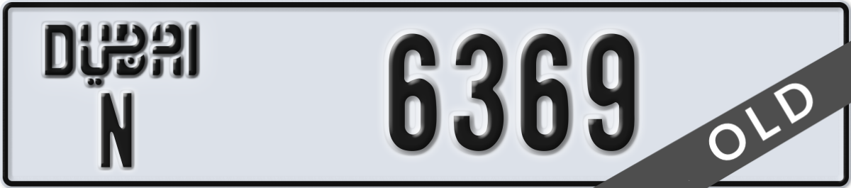 dubai License Plate Number 6369 Code N