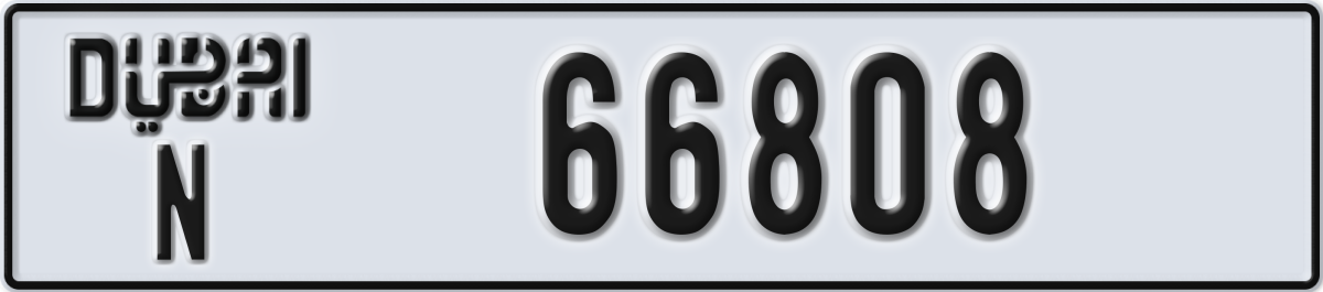 dubai License Plate Number 66808 Code N