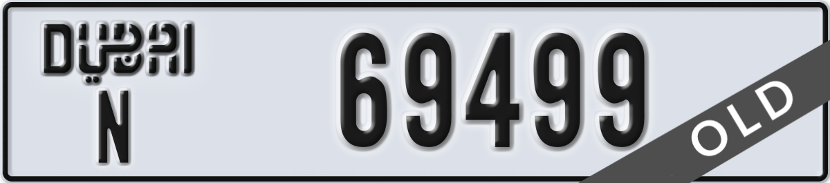 dubai License Plate Number 69499 Code N