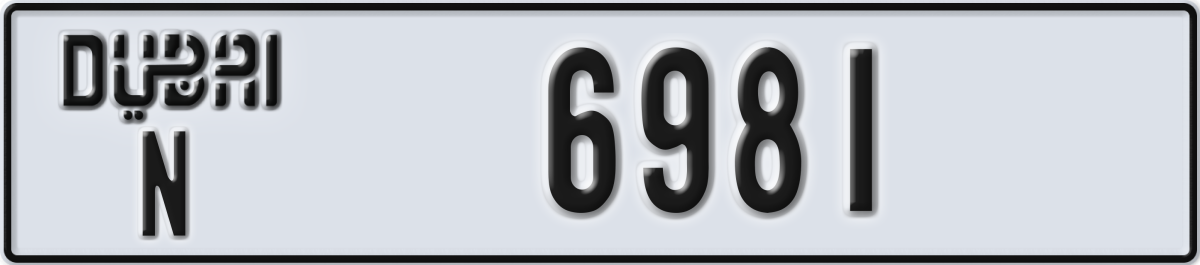 dubai License Plate Number 6981 Code N