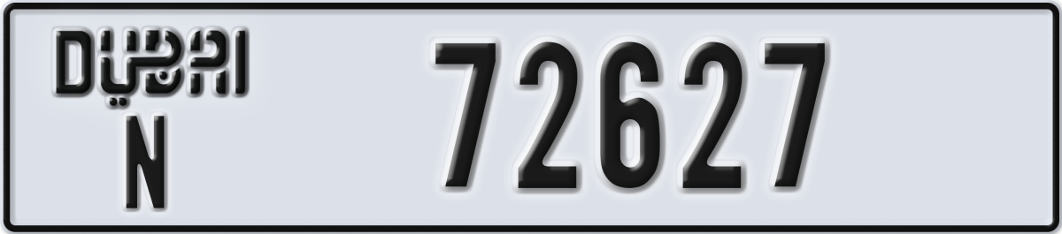 dubai License Plate Number 72627 Code N