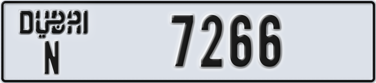 dubai License Plate Number 7266 Code N