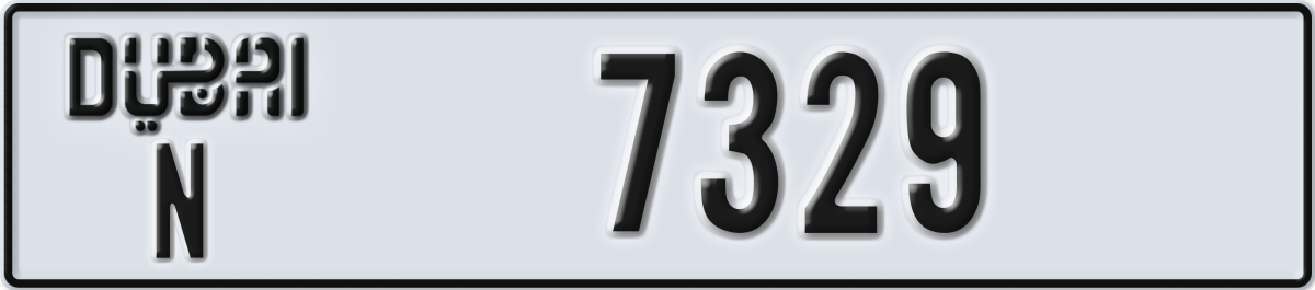 dubai License Plate Number 7329 Code N