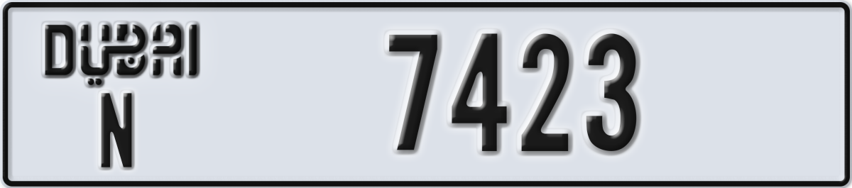 dubai License Plate Number 7423 Code N