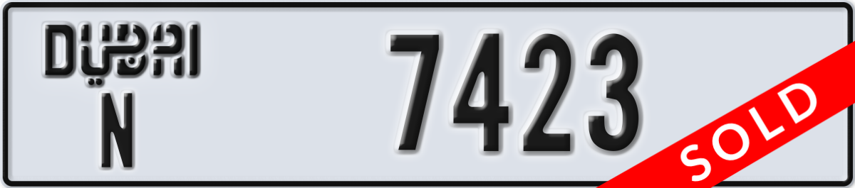 dubai License Plate Number 7423 Code N