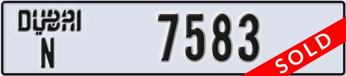 dubai License Plate Number 7583 Code N