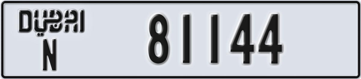 dubai License Plate Number 81144 Code N
