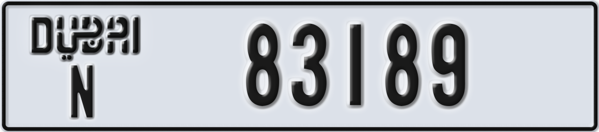 dubai License Plate Number 83189 Code N