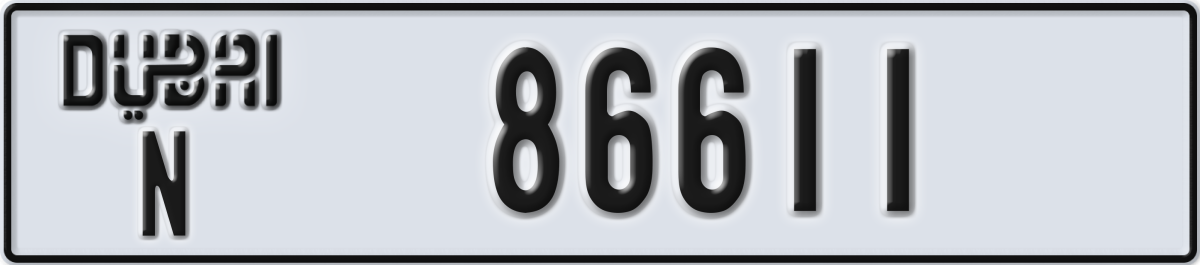 dubai License Plate Number 86611 Code N