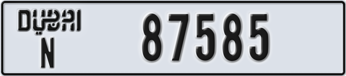 dubai License Plate Number 87585 Code N