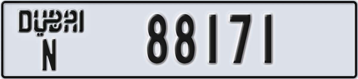 dubai License Plate Number 88171 Code N
