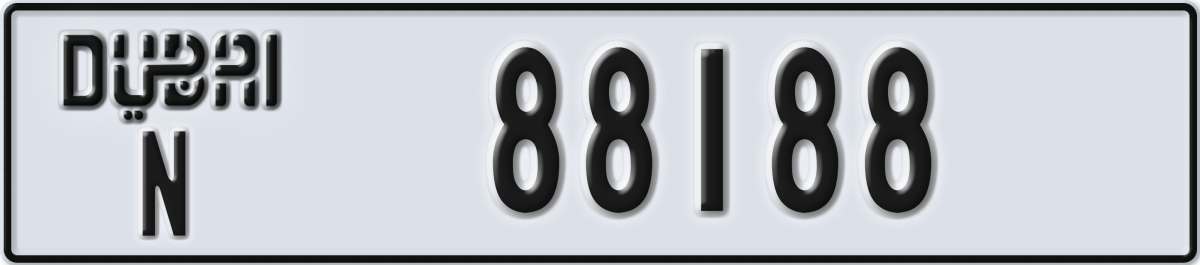 dubai License Plate Number 88188 Code N