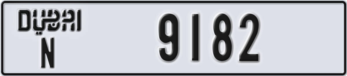 dubai License Plate Number 9182 Code N