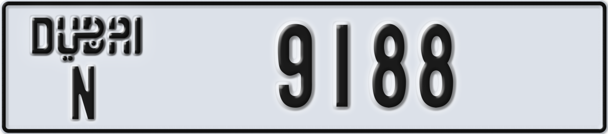 dubai License Plate Number 9188 Code N