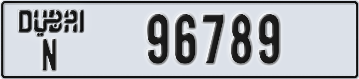 dubai License Plate Number 96789 Code N