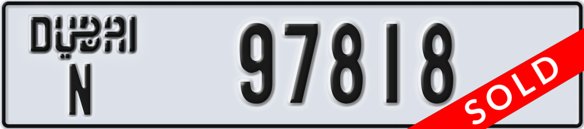 dubai License Plate Number 97818 Code N