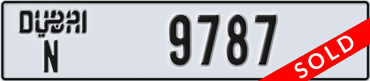 dubai License Plate Number 9787 Code N