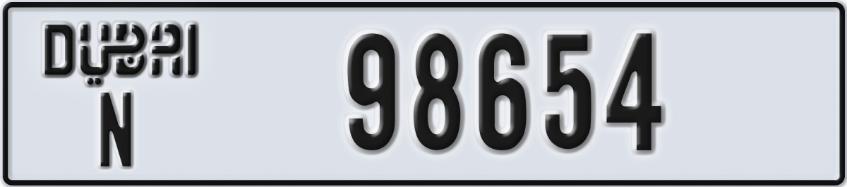 dubai License Plate Number 98654 Code N