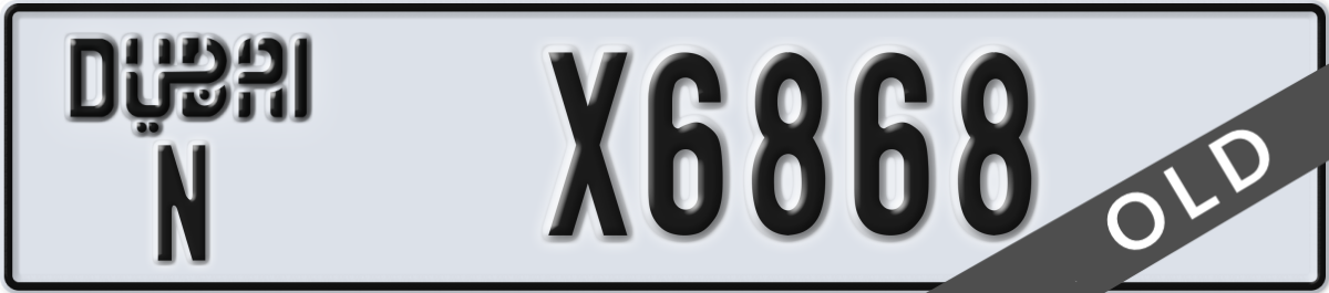 dubai License Plate Number X6868 Code N