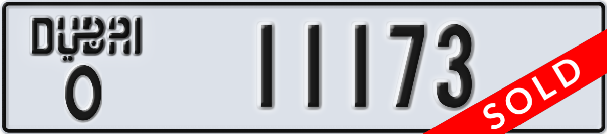 dubai License Plate Number 11173 Code O