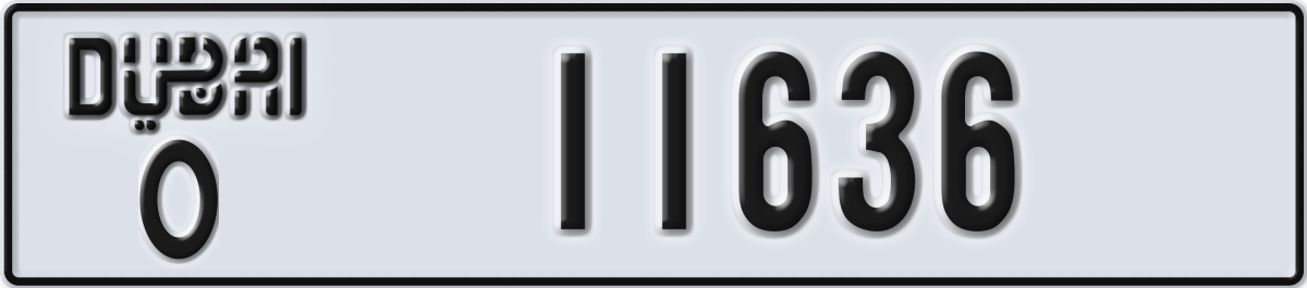 dubai License Plate Number 11636 Code O