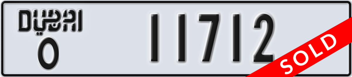dubai License Plate Number 11712 Code O