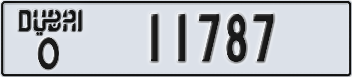dubai License Plate Number 11787 Code O