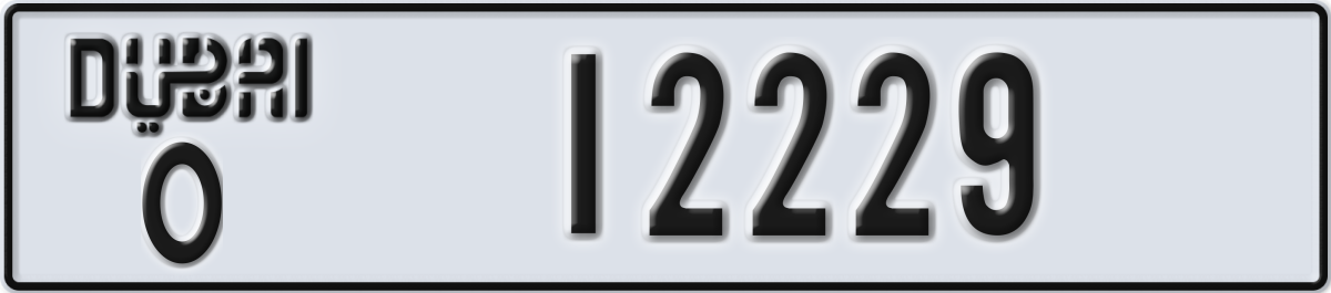 dubai License Plate Number 12229 Code O