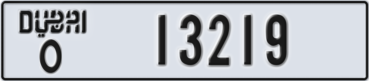 dubai License Plate Number 13219 Code O