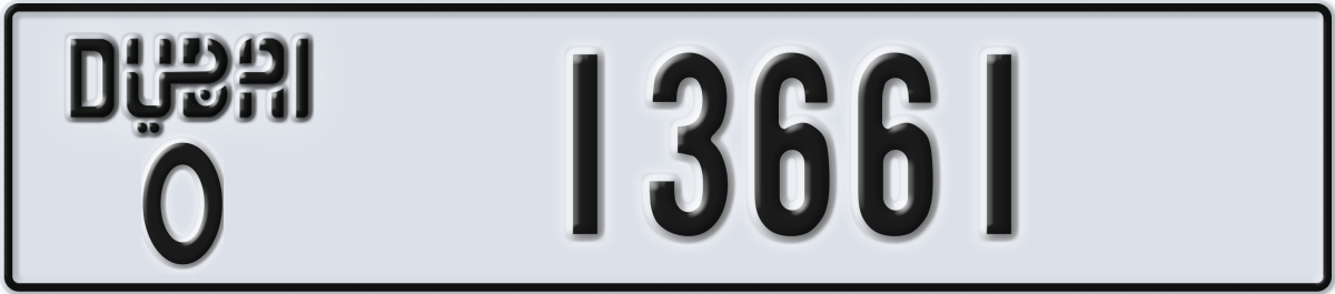 dubai License Plate Number 13661 Code O