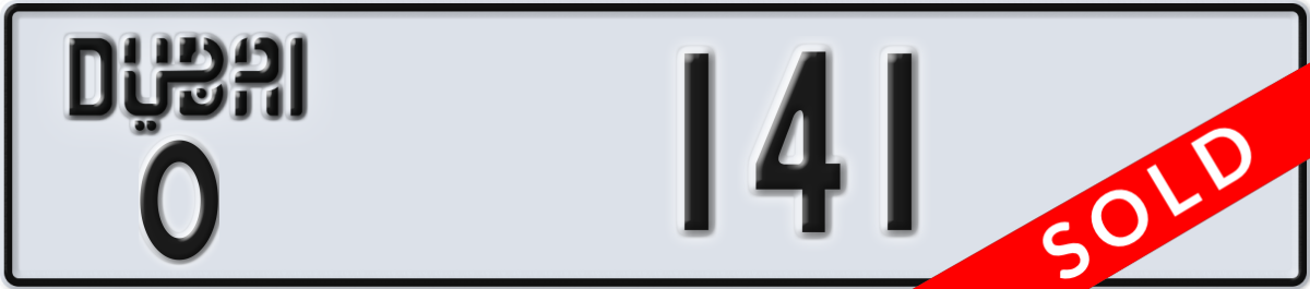 dubai License Plate Number 141 Code O